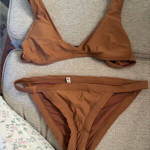 aerie Brown Scoop Bikini Set